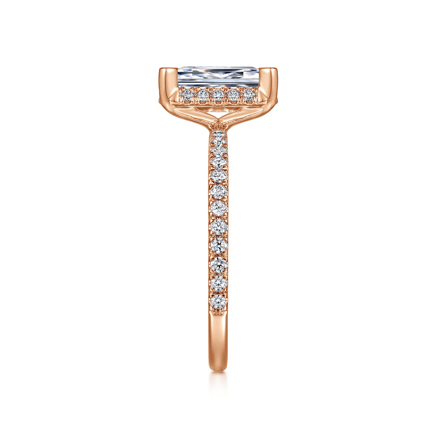 Hart - 14K Rose Gold Hidden Halo Emerald Cut Diamond Engagement Ring - 0.35 ct - Shot 5
