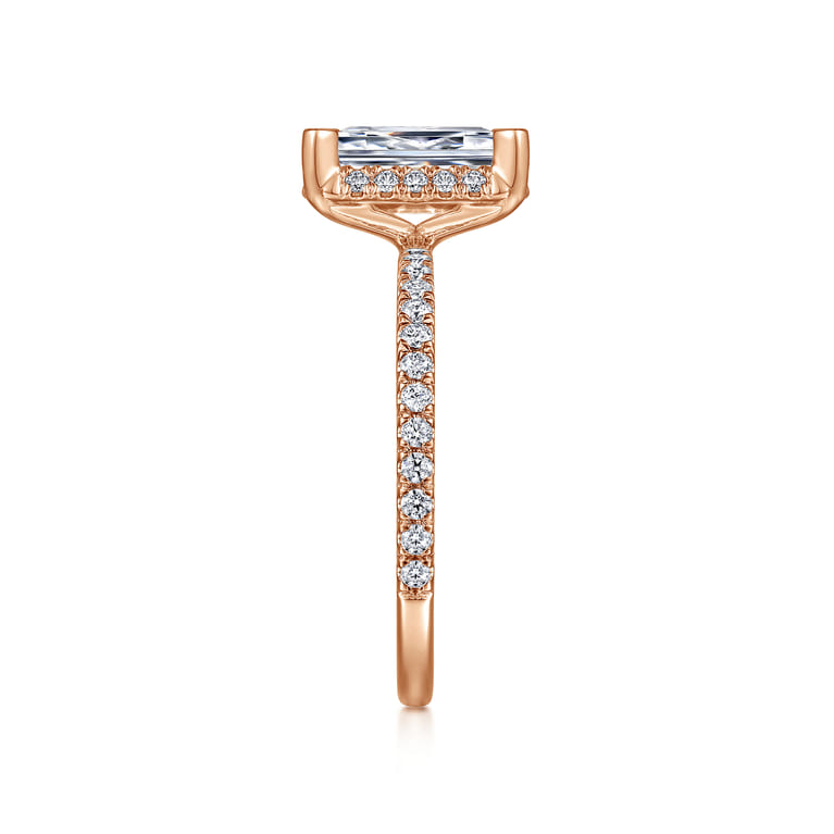 Hart - 14K Rose Gold Hidden Halo Emerald Cut Diamond Engagement Ring - 0.35 ct - Shot 5