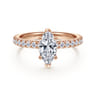 Alina - 14K Rose Gold Hidden Halo Marquise Shape Diamond Engagement Ring - 0.51 ct