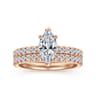 Alina - 14K Rose Gold Hidden Halo Marquise Shape Diamond Engagement Ring - 0.51 ct