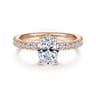 Alina - 14K Rose Gold Hidden Halo Oval Diamond Engagement Ring - 0.51 ct