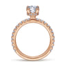 Alina - 14K Rose Gold Hidden Halo Oval Diamond Engagement Ring - 0.51 ct