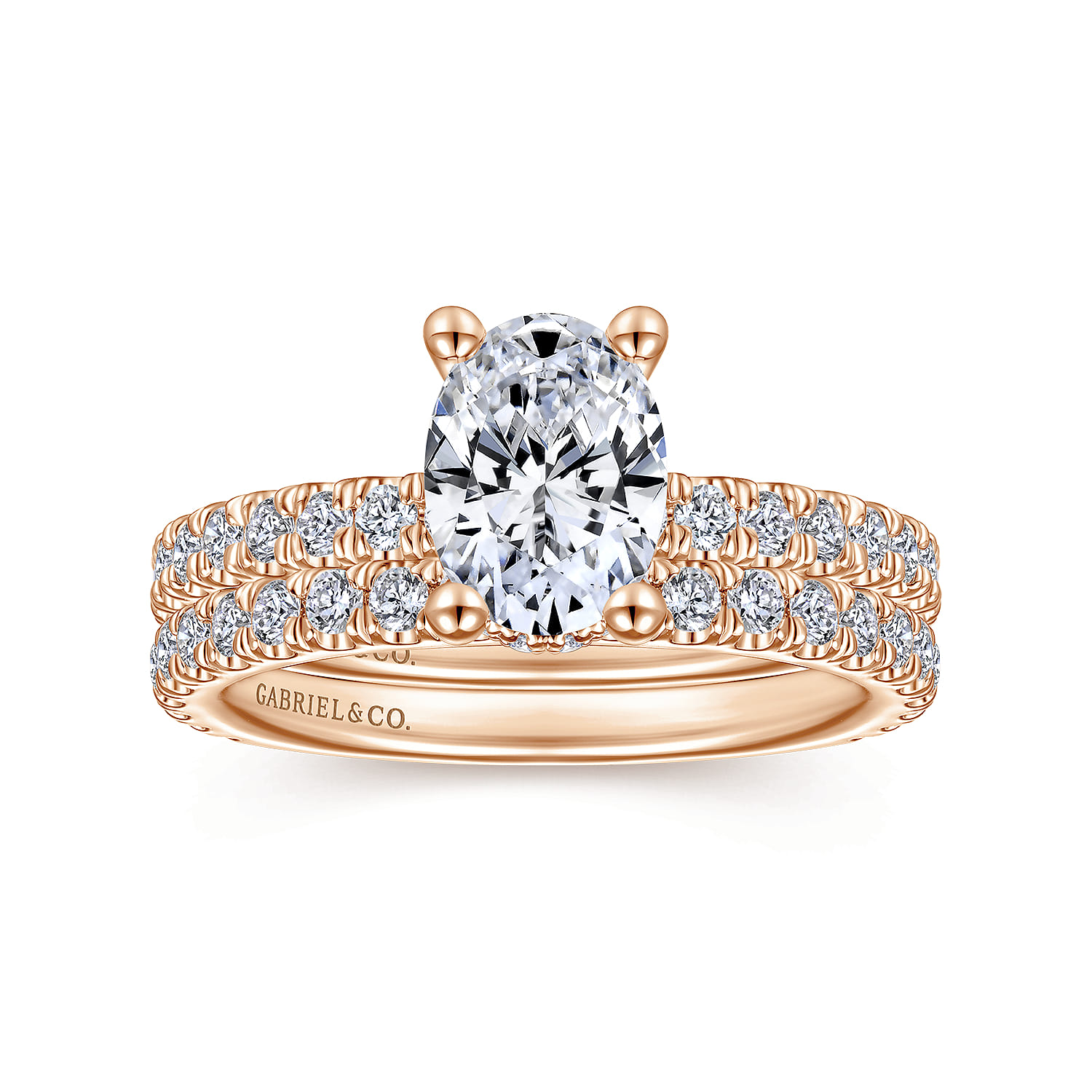 Alina - 14K Rose Gold Hidden Halo Oval Diamond Engagement Ring - 0.51 ct - Shot 4