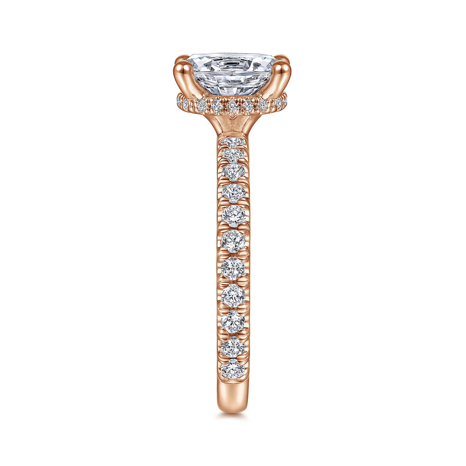 Alina - 14K Rose Gold Hidden Halo Oval Diamond Engagement Ring - 0.51 ct - Shot 5