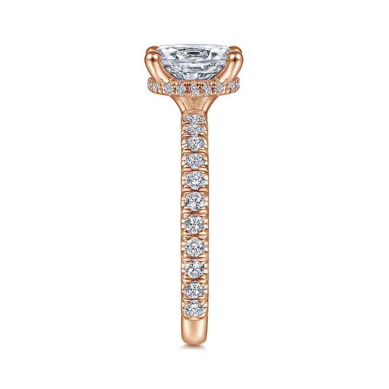 Alina - 14K Rose Gold Hidden Halo Oval Diamond Engagement Ring - 0.51 ct - Shot 5