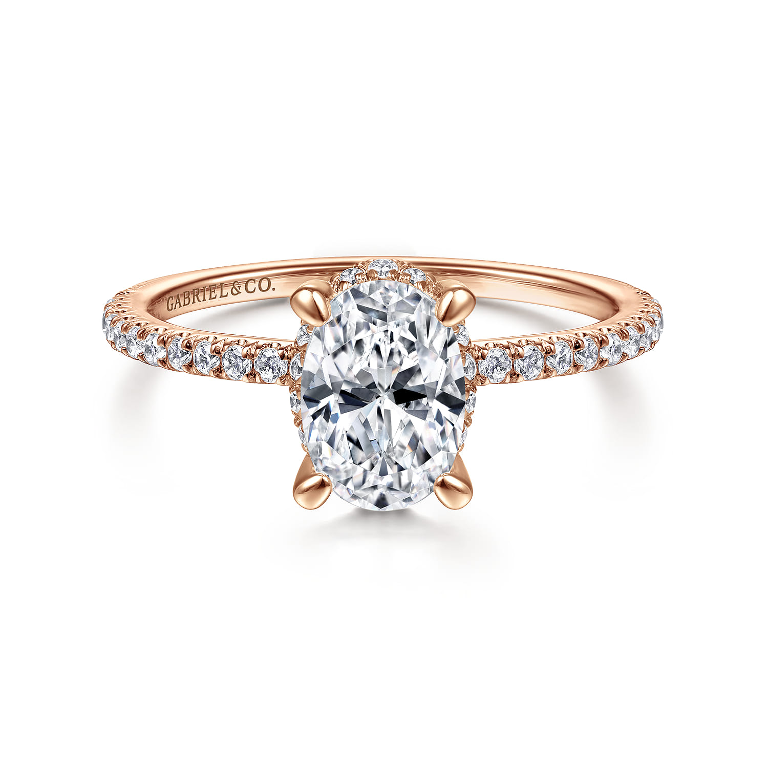 Hart - 14K Rose Gold Hidden Halo Oval Diamond Engagement Ring - 0.26 ct - Shot 1