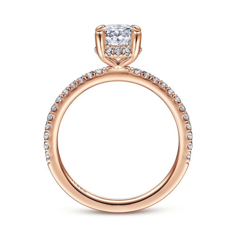 Hart - 14K Rose Gold Hidden Halo Oval Diamond Engagement Ring - 0.26 ct - Shot 2