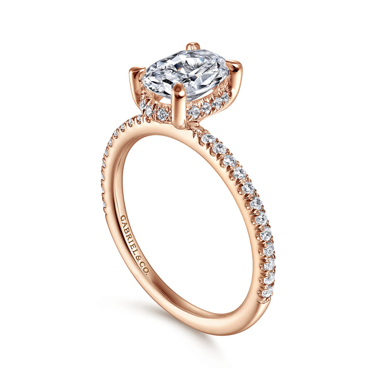 Hart - 14K Rose Gold Hidden Halo Oval Diamond Engagement Ring - 0.26 ct - Shot 3
