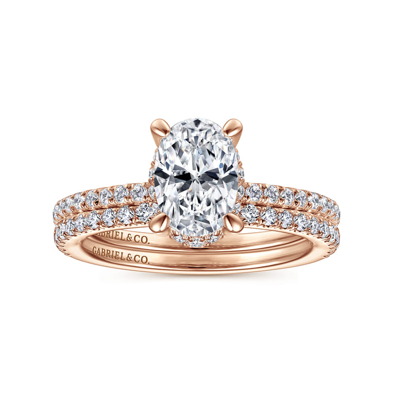 Hart - 14K Rose Gold Hidden Halo Oval Diamond Engagement Ring - 0.26 ct - Shot 4