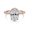 Hart - 14K Rose Gold Hidden Halo Oval Diamond Engagement Ring - 0.4 ct