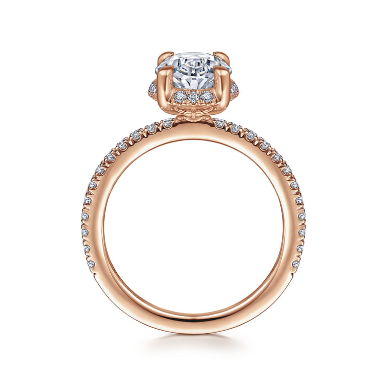 Hart - 14K Rose Gold Hidden Halo Oval Diamond Engagement Ring - 0.4 ct - Shot 2