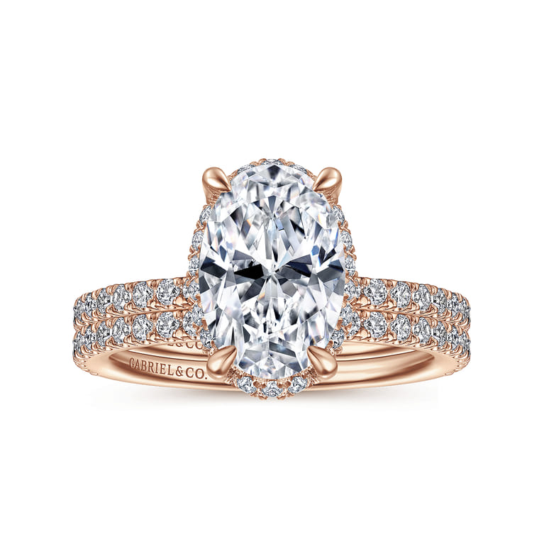 Hart - 14K Rose Gold Hidden Halo Oval Diamond Engagement Ring - 0.4 ct - Shot 4