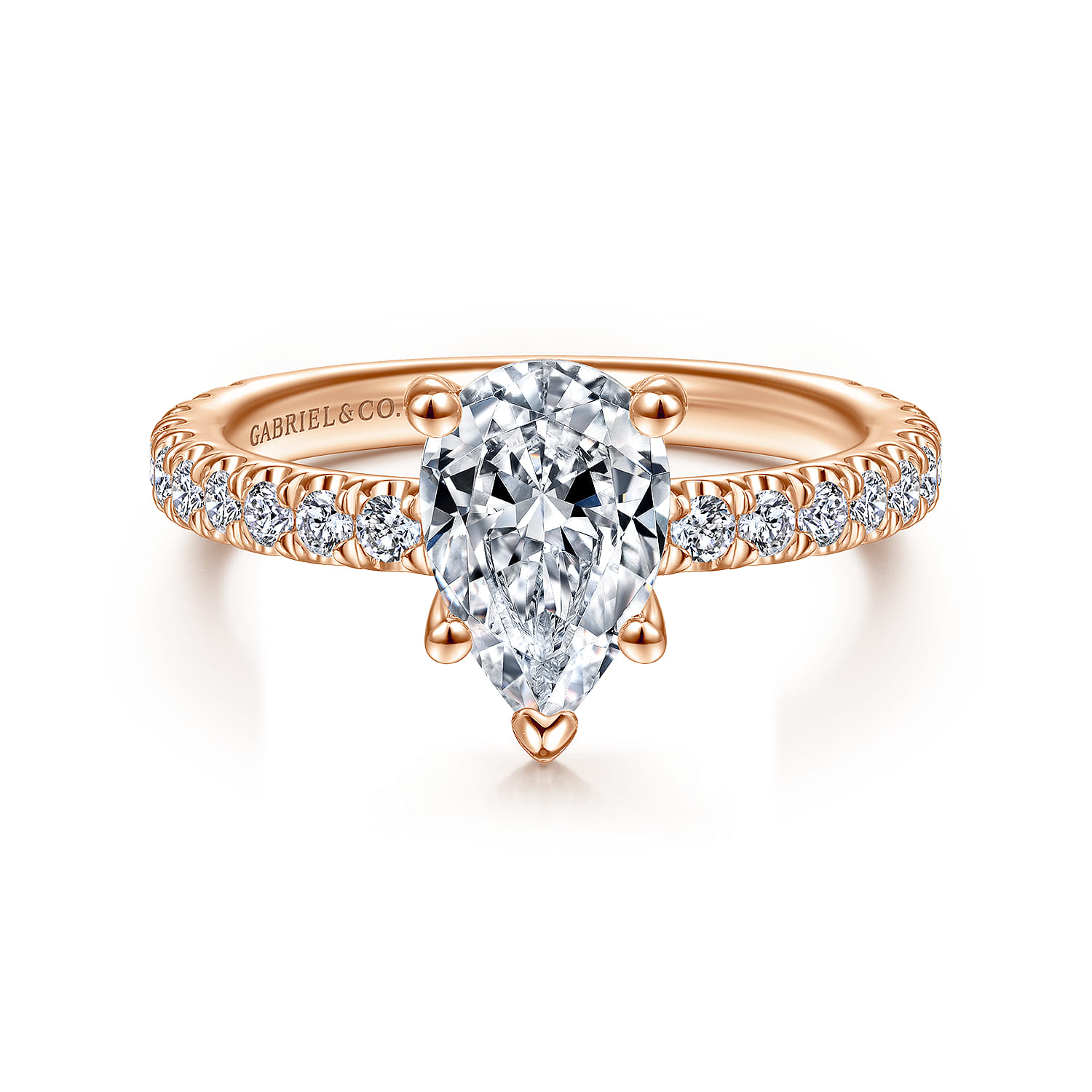 Alina - 14K Rose Gold Hidden Halo Pear Shape Diamond Engagement Ring - 0.51 ct - Shot 1