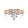 Alina - 14K Rose Gold Hidden Halo Pear Shape Diamond Engagement Ring - 0.51 ct