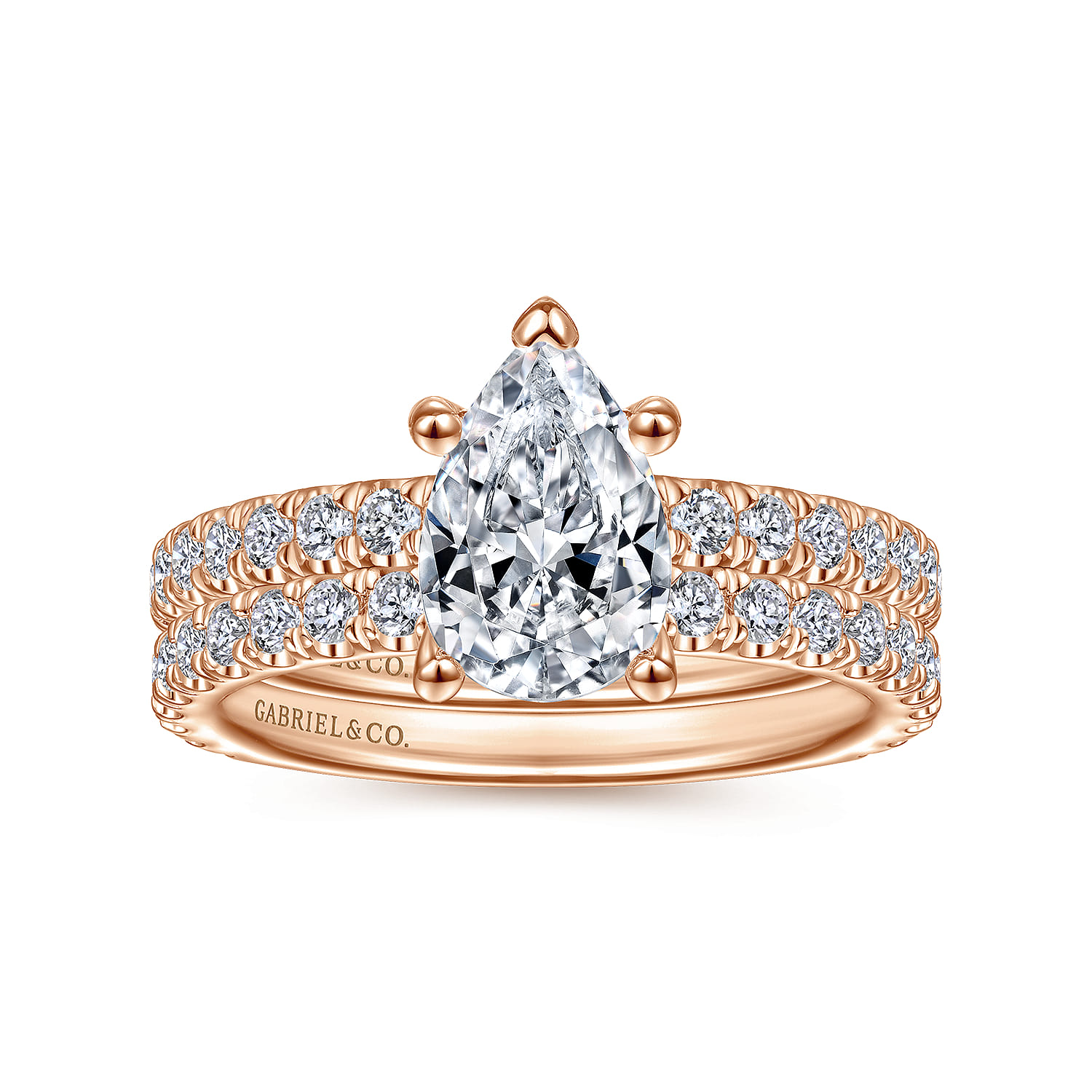 Alina - 14K Rose Gold Hidden Halo Pear Shape Diamond Engagement Ring - 0.51 ct - Shot 4
