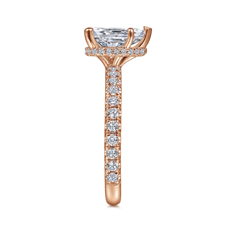 Alina - 14K Rose Gold Hidden Halo Pear Shape Diamond Engagement Ring - 0.51 ct - Shot 5