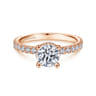 Alina - 14K Rose Gold Hidden Halo Round Diamond Engagement Ring - 0.51 ct