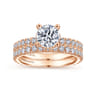 Alina - 14K Rose Gold Hidden Halo Round Diamond Engagement Ring - 0.51 ct