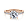 Alina - 14K Rose Gold Hidden Halo Round Diamond Engagement Ring - 0.68 ct