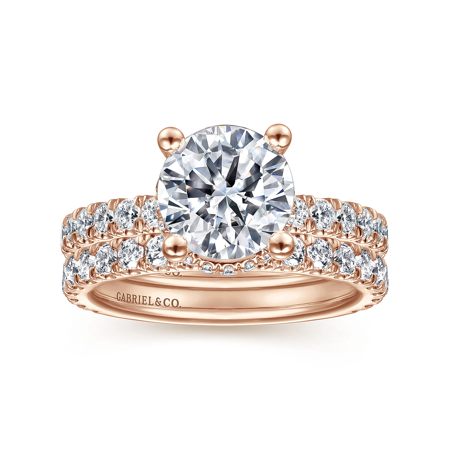 Alina - 14K Rose Gold Hidden Halo Round Diamond Engagement Ring - 0.68 ct - Shot 4