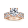 Alina - 14K Rose Gold Hidden Halo Round Diamond Engagement Ring - 0.68 ct