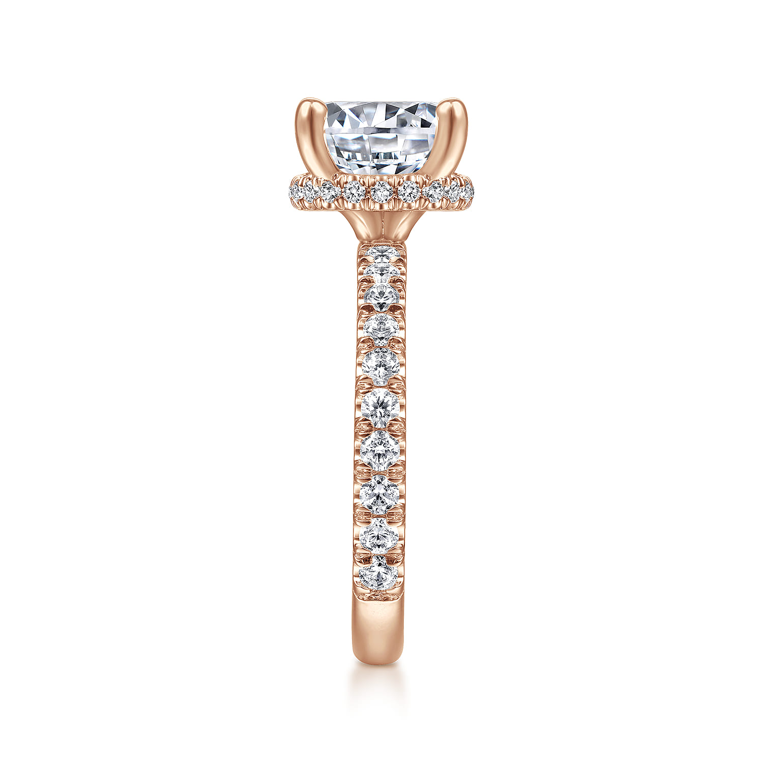 Alina - 14K Rose Gold Hidden Halo Round Diamond Engagement Ring - 0.68 ct - Shot 5