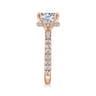 Alina - 14K Rose Gold Hidden Halo Round Diamond Engagement Ring - 0.68 ct