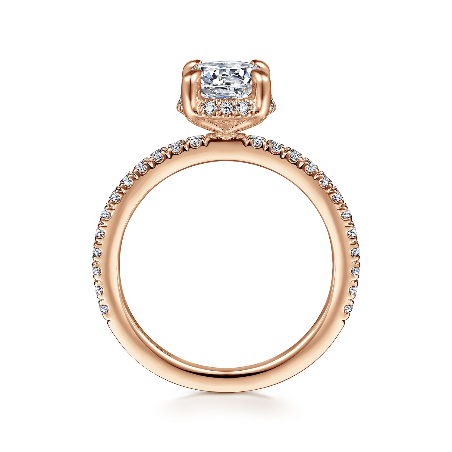 Hart - 14K Rose Gold Hidden Halo Round Diamond Engagement Ring - 0.25 ct - Shot 2