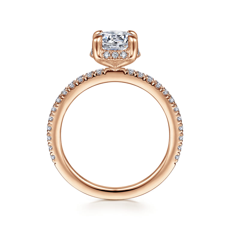 Hart - 14K Rose Gold Hidden Halo Round Diamond Engagement Ring - 0.25 ct - Shot 2