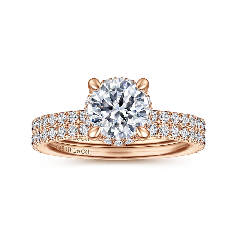 Hart - 14K Rose Gold Hidden Halo Round Diamond Engagement Ring - 0.25 ct - Shot 4