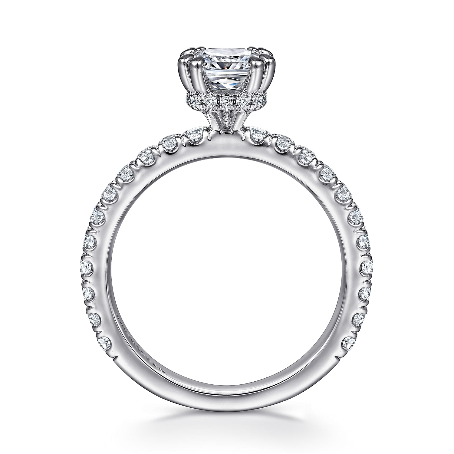 Alina - 14K White Gold Cushion Hidden Halo Diamond Engagement Ring - 0.5 ct - Shot 2