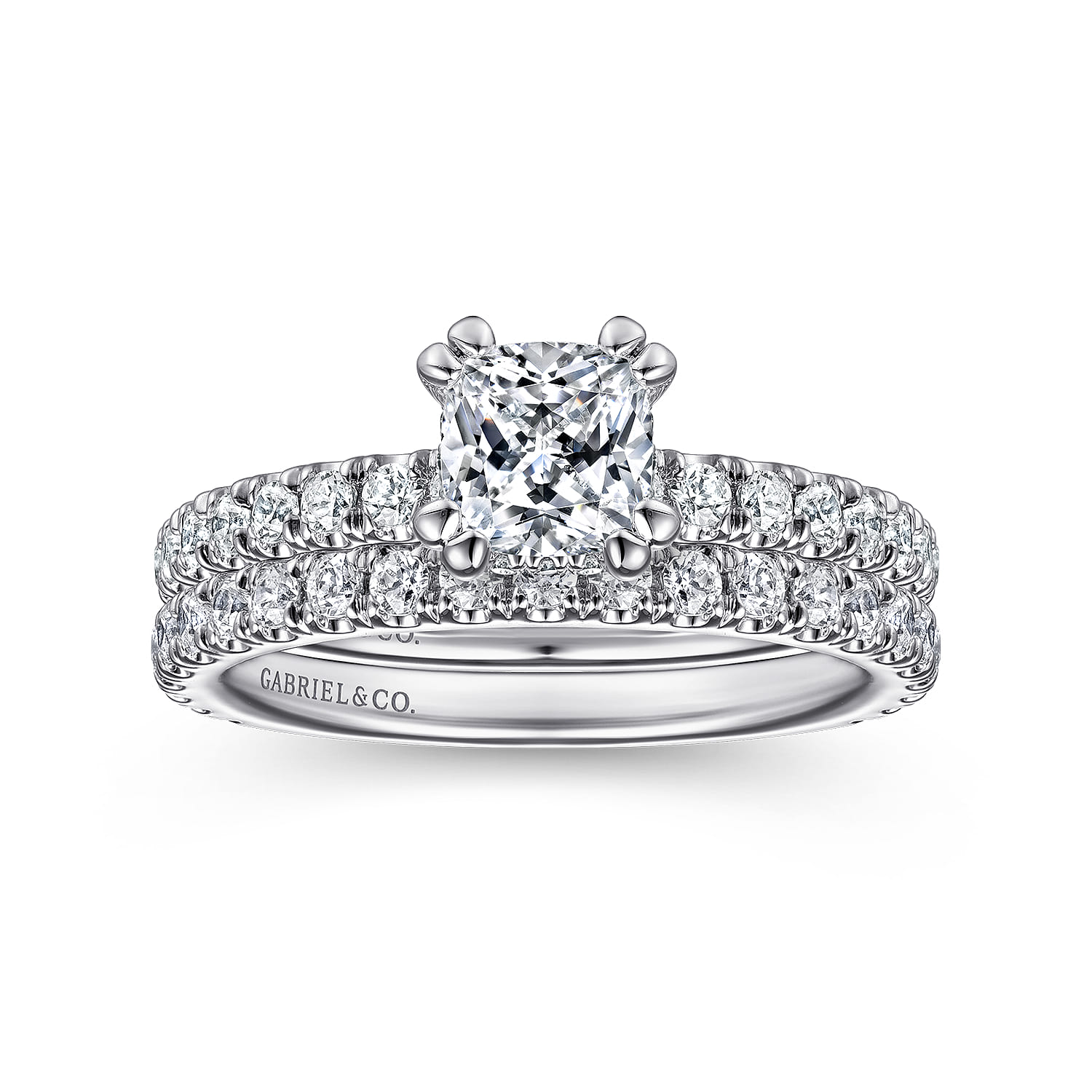 Alina - 14K White Gold Cushion Hidden Halo Diamond Engagement Ring - 0.5 ct - Shot 4