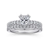 Alina - 14K White Gold Cushion Hidden Halo Diamond Engagement Ring - 0.5 ct