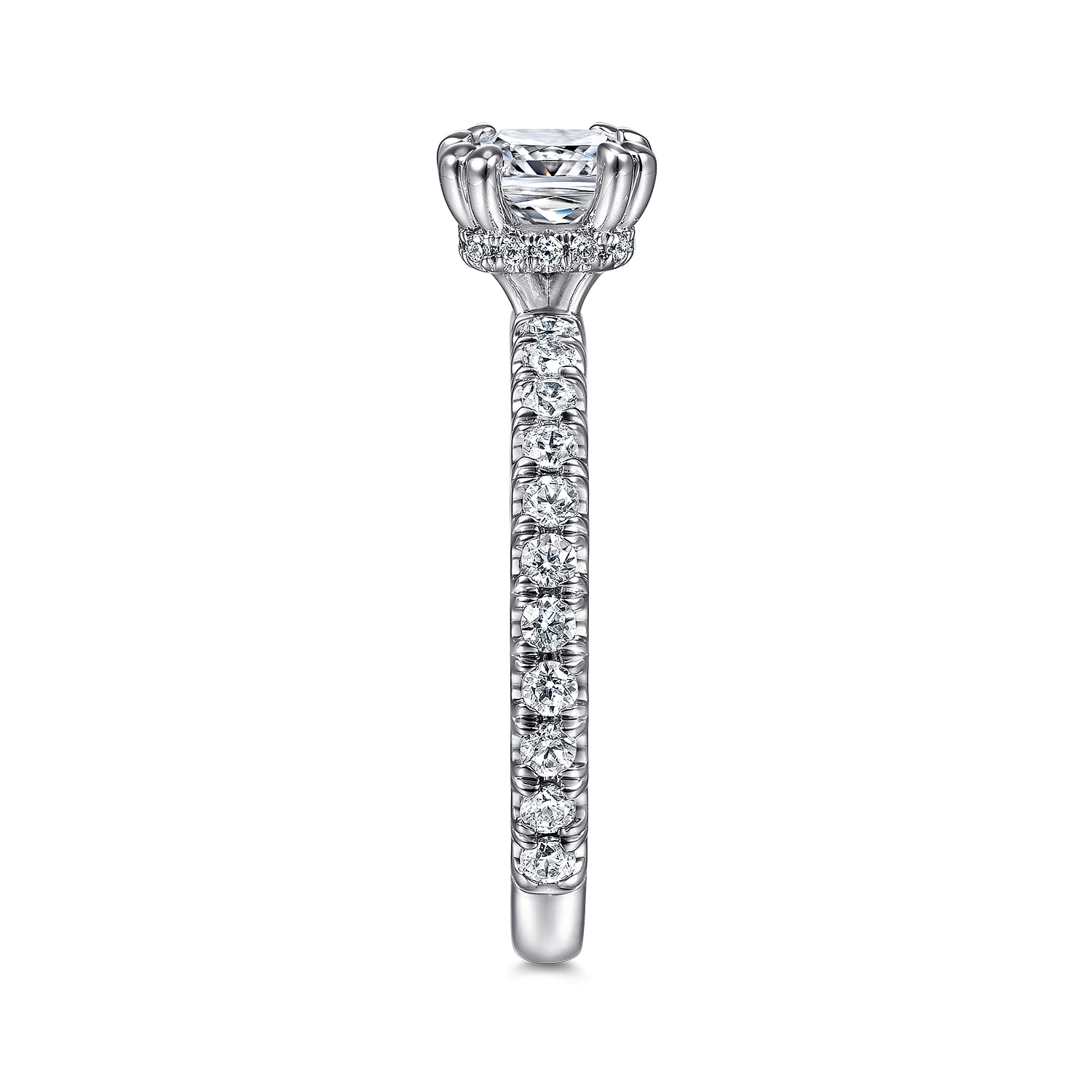 Alina - 14K White Gold Cushion Hidden Halo Diamond Engagement Ring - 0.5 ct - Shot 5