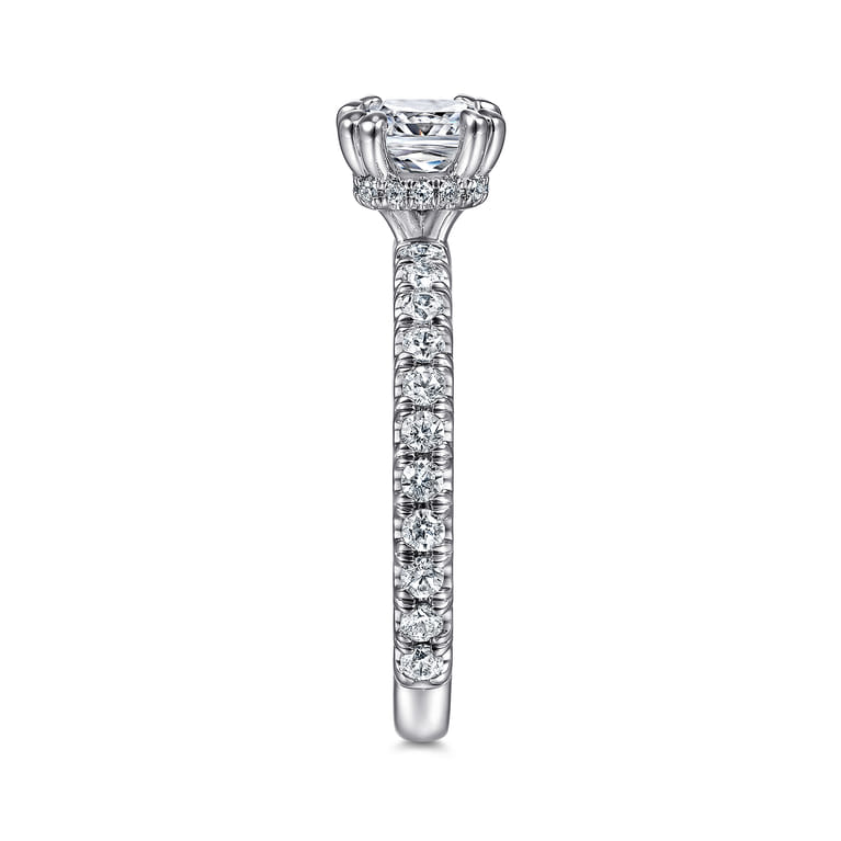 Alina - 14K White Gold Cushion Hidden Halo Diamond Engagement Ring - 0.5 ct - Shot 5