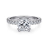 Alina - 14K White Gold Cushion Hidden Halo Diamond Engagement Ring - 0.68 ct