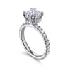 Alina - 14K White Gold Cushion Hidden Halo Diamond Engagement Ring - 0.68 ct