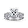 Alina - 14K White Gold Cushion Hidden Halo Diamond Engagement Ring - 0.68 ct