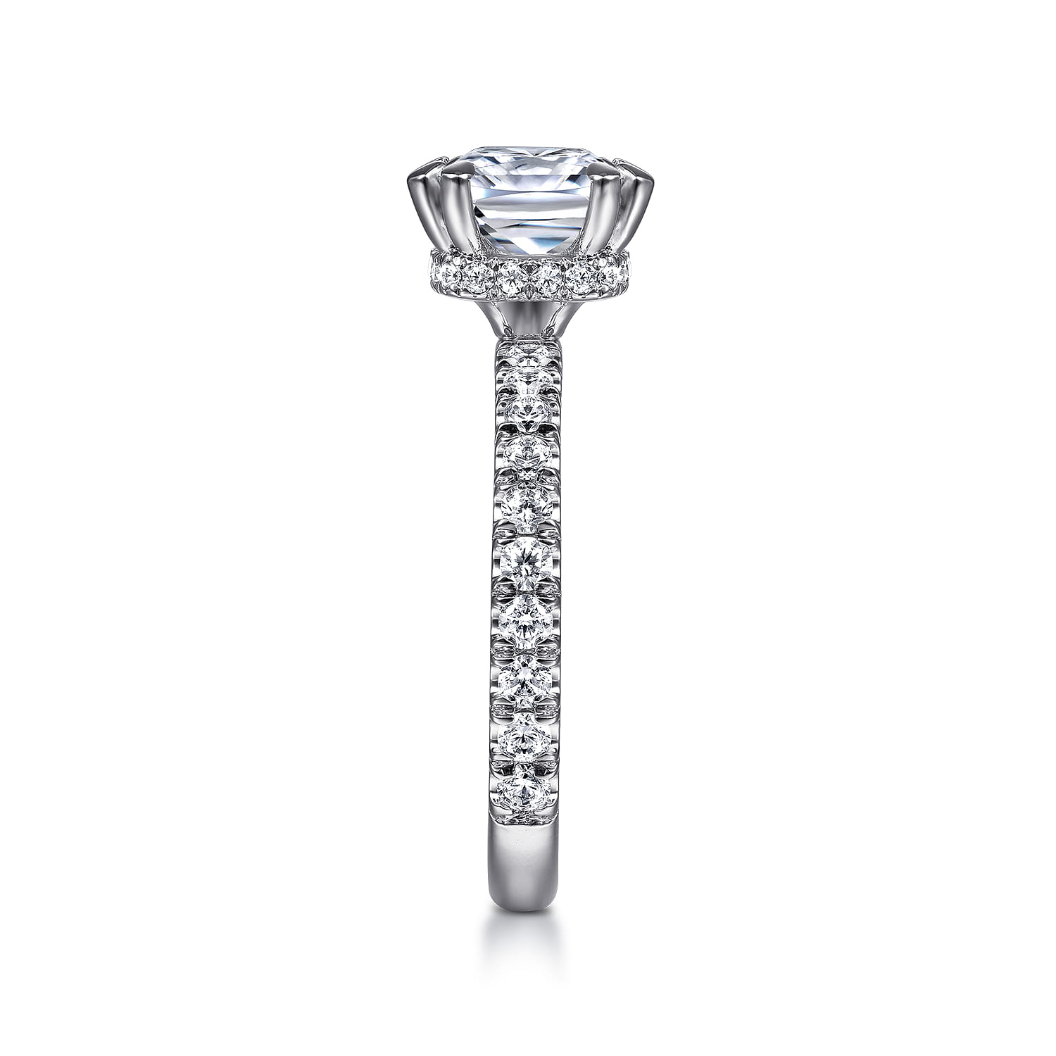 Alina - 14K White Gold Cushion Hidden Halo Diamond Engagement Ring - 0.68 ct - Shot 5