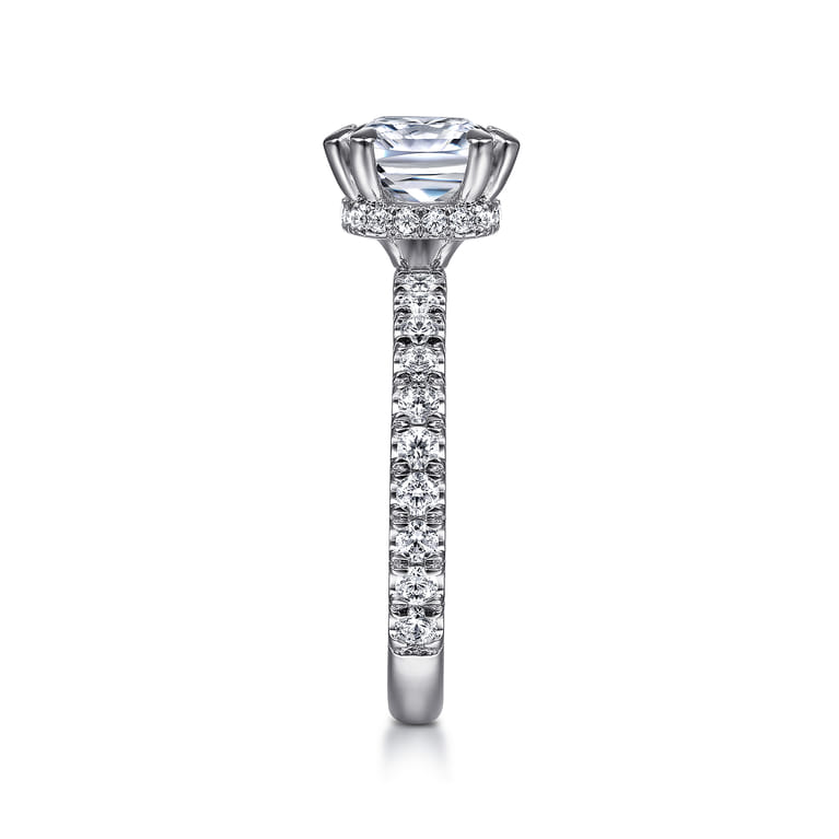 Alina - 14K White Gold Cushion Hidden Halo Diamond Engagement Ring - 0.68 ct - Shot 5