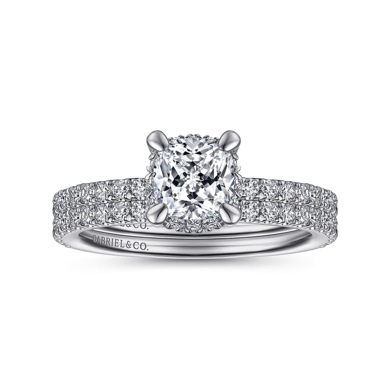 Hart - 14K White Gold Cushion Hidden Halo Diamond Engagement Ring - 0.25 ct - Shot 4