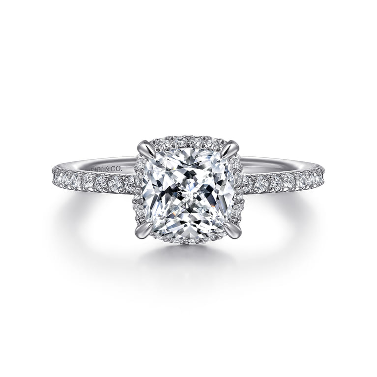 Hart - 14K White Gold Cushion Hidden Halo Diamond Engagement Ring - 0.3 ct - Shot 1