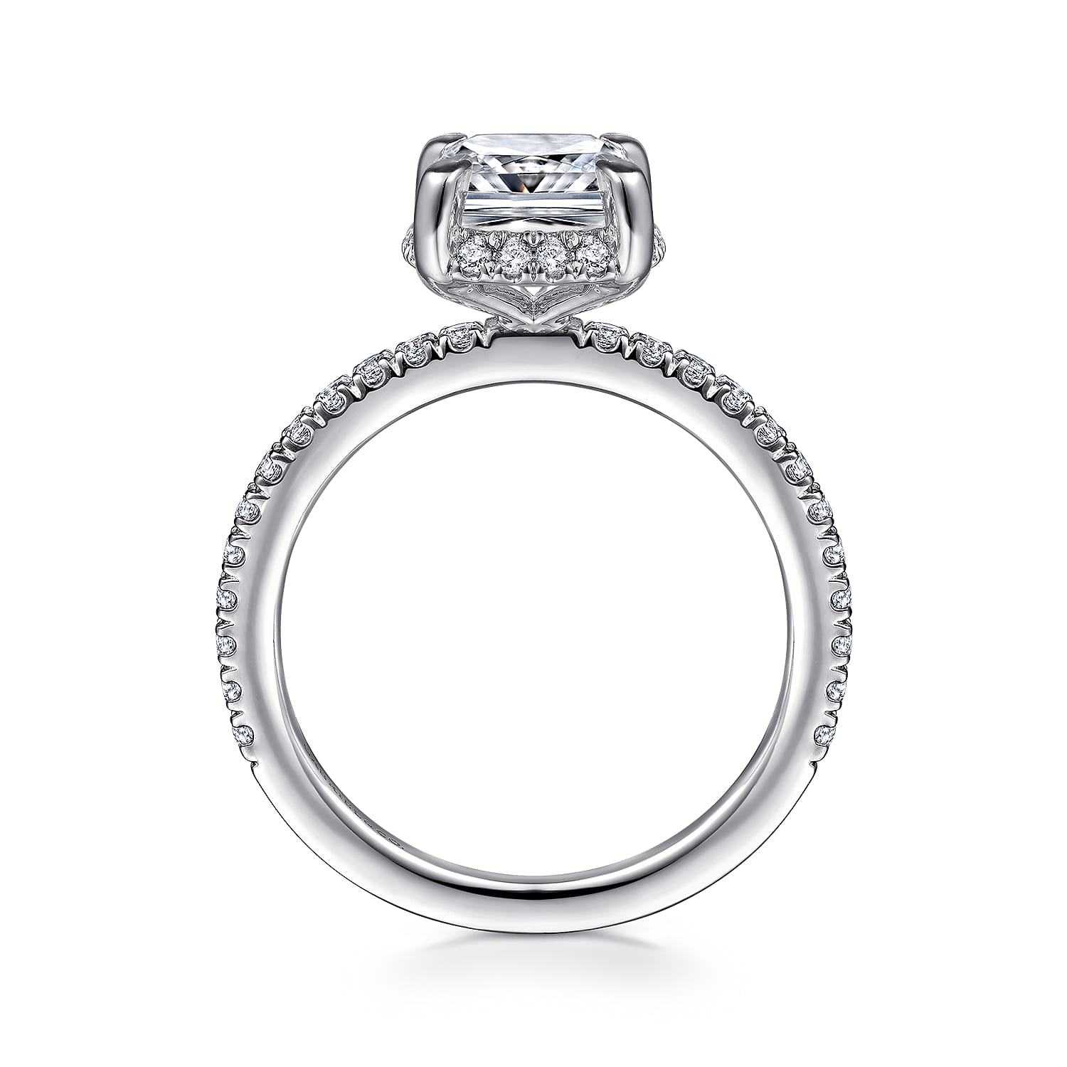 Cushion Cut Hidden Halo Ring in 14k White Gold Gabriel Co