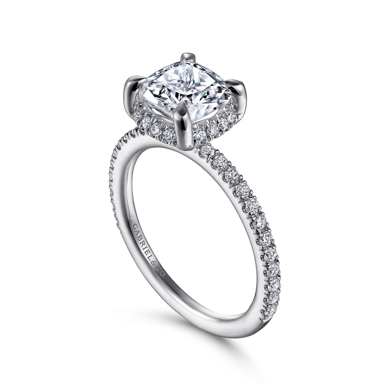 Hart - 14K White Gold Cushion Hidden Halo Diamond Engagement Ring - 0.34 ct - Shot 3