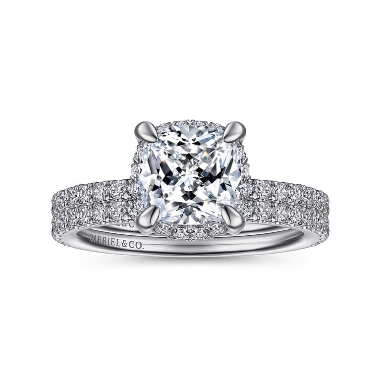 Hart - 14K White Gold Cushion Hidden Halo Diamond Engagement Ring - 0.34 ct - Shot 4