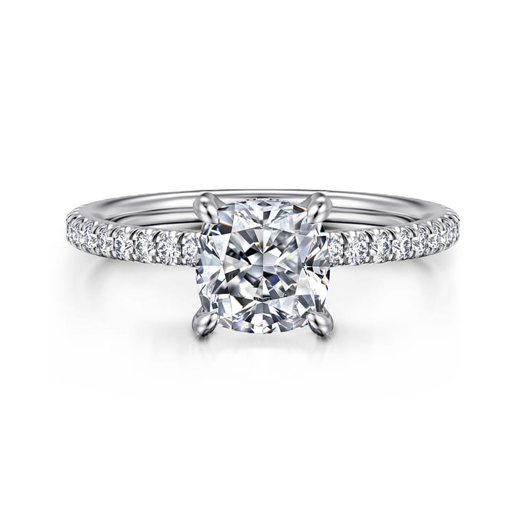 Noa - 14K White Gold Cushion Cut Diamond Engagement Ring - 0.45 ct - Shot 1