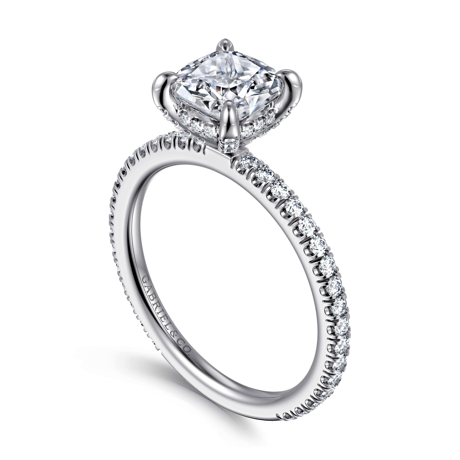 Noa - 14K White Gold Cushion Cut Diamond Engagement Ring - 0.45 ct - Shot 3