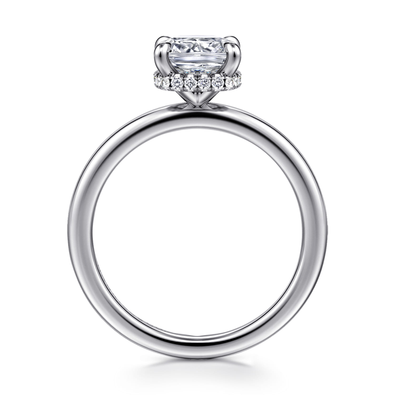 Rainah - 14K White Gold Hidden Halo Cushion Diamond Engagement Ring - 0.08 ct - Shot 2