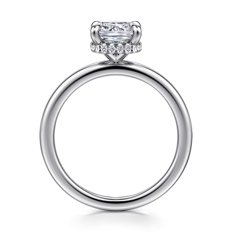 Rainah - 14K White Gold Hidden Halo Cushion Diamond Engagement Ring - 0.08 ct - Shot 2