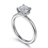 Rainah - 14K White Gold Hidden Halo Cushion Diamond Engagement Ring - 0.08 ct